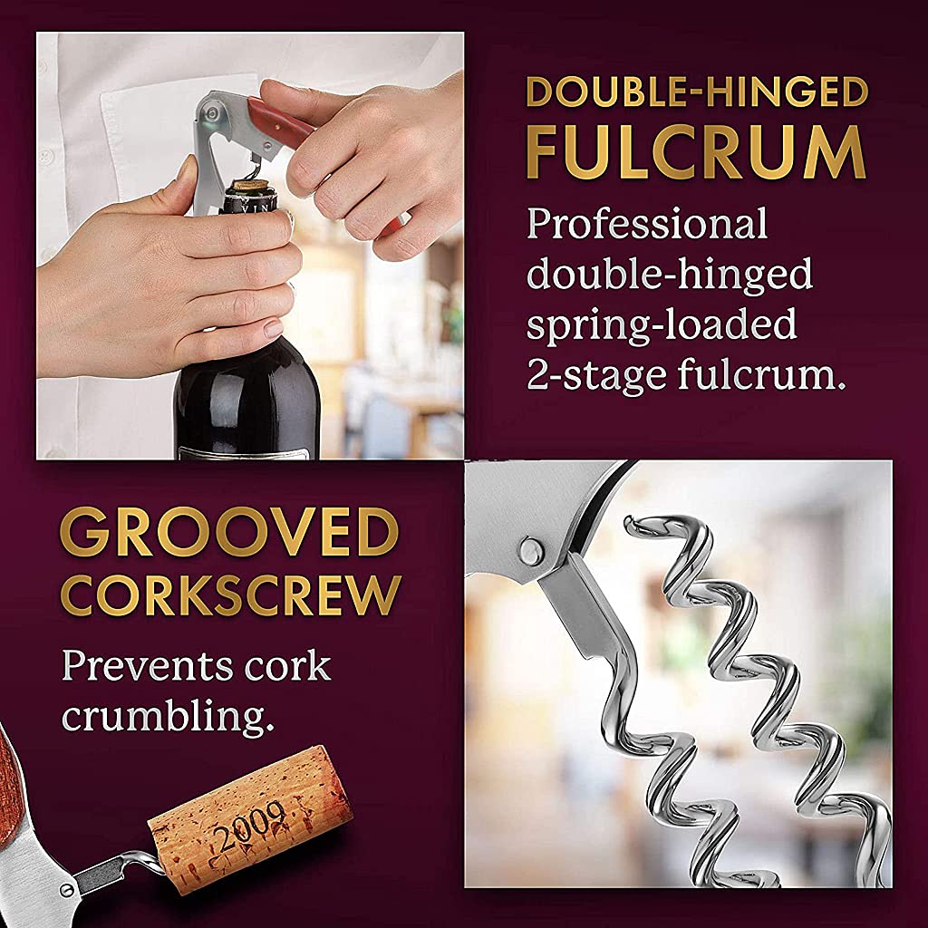 HASTHIP 3-in-1 Bottle Openers Wine Opener with Professional Leather Case Corkscrew, Bottle Opener and Foil Cutter for Wine or Beer, Rosewood Waiters Corkscrews Gift Set with Bottles Stopper & Pourer HASTHIP 3-in-1 Bottle Openers Wine Opener with Professional Leather Case Corkscrew, Bottle Opener and Foil Cutter for Wine or Beer, Rosewood Waiters Corkscrews Gift Set with Bottles Stopper & Pourer